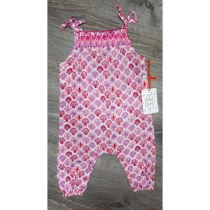 Egg New York Baby Infant Girl Pink Sleeveless Seashell Beach Romper Sz 6 months‎
